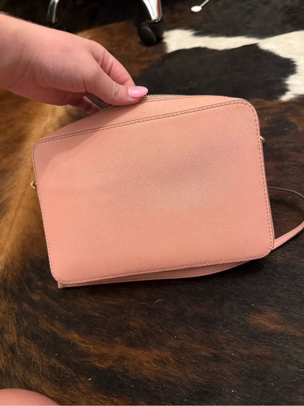Michael Kors Coral Pink Crossbody Bag with Gold Chain